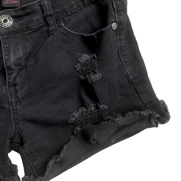 Silver Crush Black Denim Destroyed Shorts Size 5/6 - Picture 5 of 7